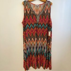 Sandra Darren Sleeveless Dress Pretty Rhinestones V-Neck Night-Out Dress size 24